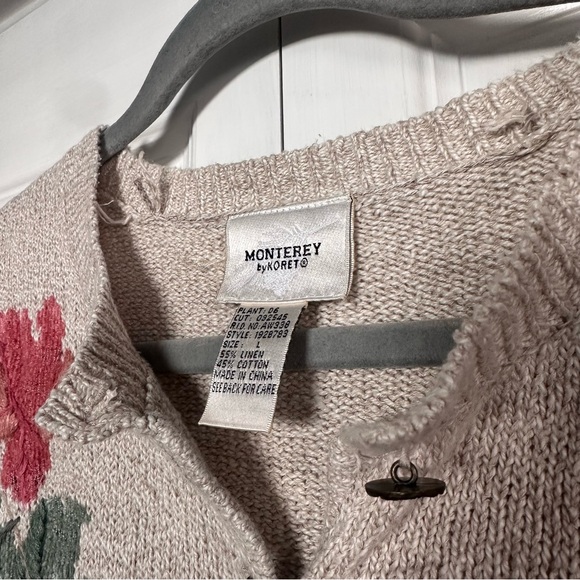 Vintage Monterey Embroidered Leaf Cardigan with buttons - Picture 4 of 15